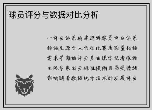 球员评分与数据对比分析